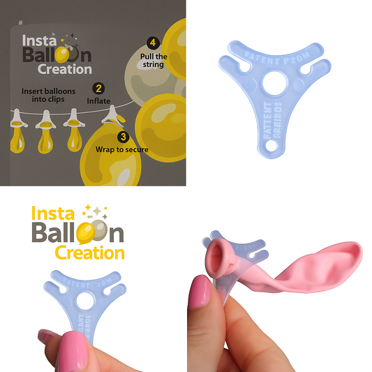 A No-Tie Balloon Clips & String Set Easy Build W/ QR Scan Instructions